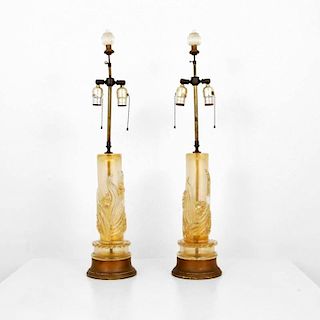 Murano Lamps Attributed to Barovier & Toso, Pair