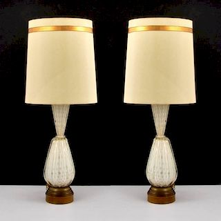 Monumental Murano Lamps Attributed to Barovier & Toso, Pair