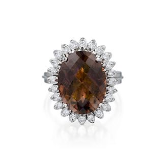 A Topaz and Diamond Ring