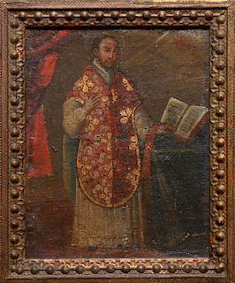 Portrait of Saint Ignacio, Antique Oil on Canvas