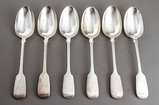 English Eaton Silver Fiddle Back Serving Spoons 6