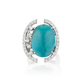 A Turquoise and Diamond Ring
