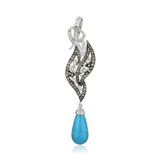 A Diamond and Turquoise Pendant