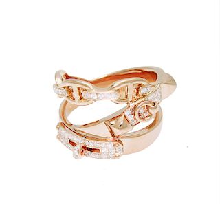 Hermes Diamond & 18k Rose Gold Alchimie Ring