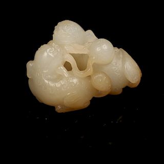 CHINESE WHITE JADE BEASTS CARVING