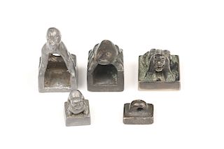 GROUP OF FIVE CHINESE BRONZE SEALS