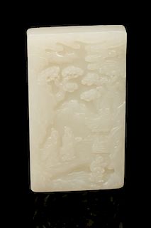 CHINESE WHITE JADE 'FIGURAL' PLAQUE