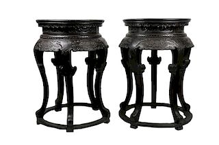 PAIR OF CHINESE CARVED WOODEN TABLES