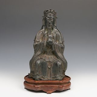 AN ANCIENT CHINESE EMPEROR 'WENCHANG' STATUE, MING DYNASTY