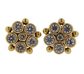 Temple St. Clair 18k Gold White Sapphire Earrings 