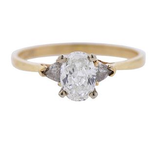 14k Gold Oval Diamond Engagement Ring 