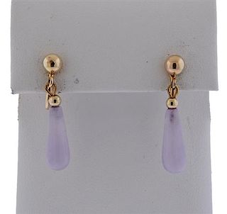 Gold Filled Purple Stone Dangle Earrings