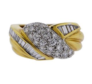 18K Gold Diamond Wave Ring