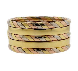 18K Tri Color Gold Bangle Bracelet