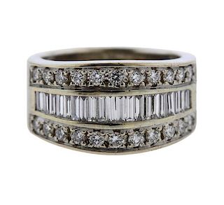 18k Gold Diamond Wide Ring 