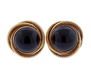 14k Gold Onyx Earrings 