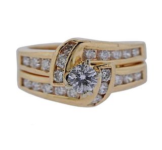 14k Gold Diamond Bridal Ring Set 