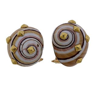 Trianon 14k Gold Shell Earrings 