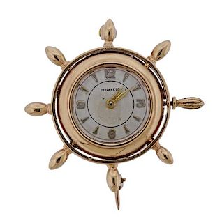 Retro Tiffany &amp; Co 14K Gold Nautical Watch Pin