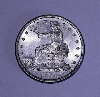 1877 S Seated Liberty Silver US Trade Dollar Coin
