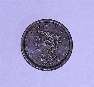 1856 Braided Hair Half Cent Penny US Coin