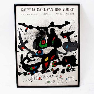 Joan Miró. Homentage a Joan Prats. Litografía sin número de tiraje. Poster de la exposición para la Galería Carl vad der Voort, Ibiza.