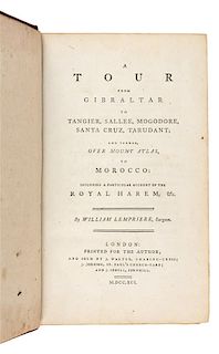 * LEMPRIERE, William (d. 1834). A Tour from Gibraltar to Tangier, Sallee, Mogodore, Santa Cruz, Tarudant; and thence, Over Mount