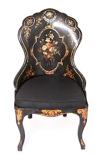 Victorian Lacquered & MOP Shaped-Back Side Chair