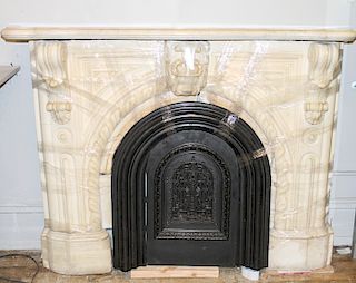 Victorian Carved White Marble Mantel Fireplace