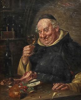 Ernst Nowak, (Austrian, 1851-1919), Monk at Dinner
