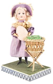 Bisque Headed Doll Holding Easter Egg. 