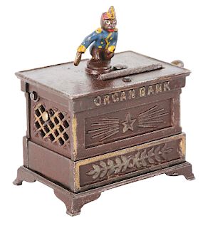 Kyser & Rex Miniature Organ Cast Iron Mechanical Bank.