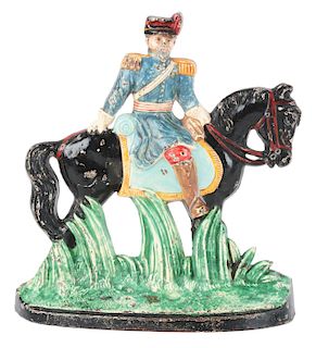 Cast Iron French Soldier on Horse Hubley Doorstop. 