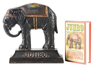 Cast Iron Jumbo the Circus Elephant Doorstop.