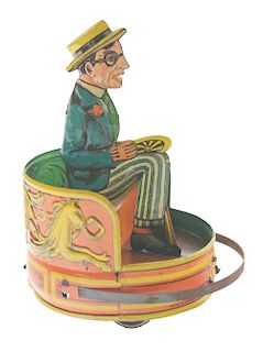Scarce German Tin Litho Wind Up Harold Lloyd Comic Character Bumper Car. 