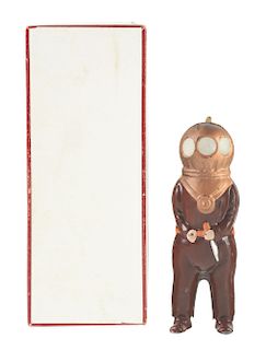 Hand Painted Tin and Lead Pneumatic Bing Diver.