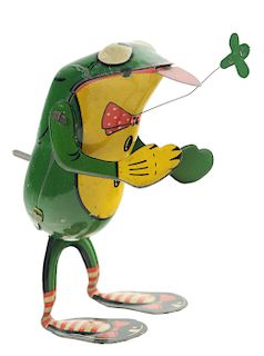 Scarce German Tin Litho Wind Up Frog Toy.