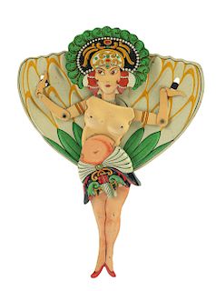 German Tin Litho Hula Girl Squeeze Toy.