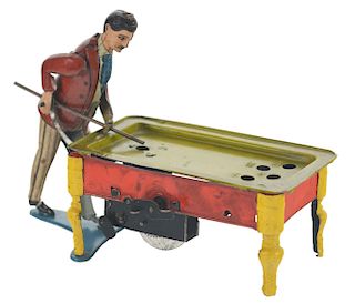 Tin Litho and Hand Painted Billiard Player.