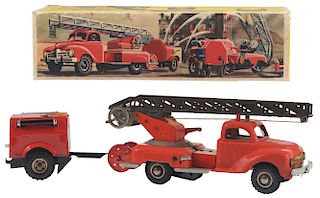 German Gama Clockwork Fire Engine Toy In Box. 