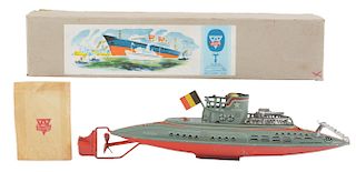 Litho and Painted Tin Wind Up Arnold Submarine.