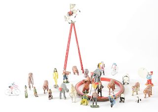 English Charbens Figural Circus Set In Case. 