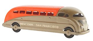 Pressed Steel Steelcraft New York to San Francisco Bus.