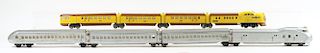 Lot of 8: Lionel 752 Silver Streamliner Set & 636 Yellow-Brown Streamliner Set. 