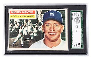 1956 Topps Mickey Mantle Gray Back Baseball Card. 