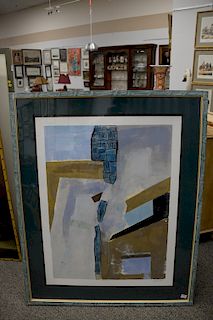 Two piece lot to include large abstract lithograph signed A. Pettera 46" x 35" along with an abstract mixed media signed lower right Alfrey 23" x 31"