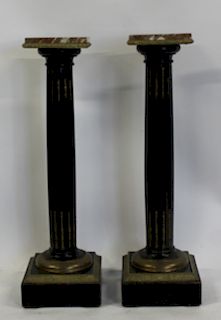 Pair of Fluted, Ebonised, Bronze Mounted and
