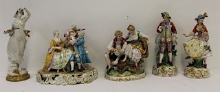 Lot of 5 Porcelains To Include a Pair of Figures.