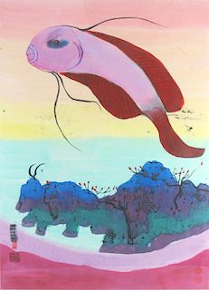 CHAN, Luis. (Chinese, 1905-1995) Fish, 1977.