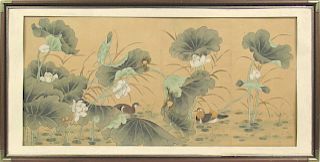 Chinese Painting of Mallards Among Lotuses.